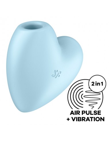 SATISFYER CUTIE HEART AIR PULSE STIMULATOR & VIBRATOR - BLUE