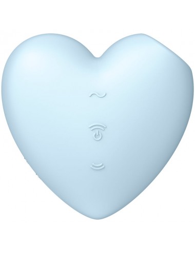 SATISFYER CUTIE HEART AIR PULSE STIMULATOR & VIBRATOR - BLUE