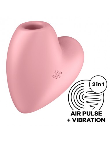 SATISFYER CUTIE HEART AIR PULSE STIMULATOR & VIBRATOR - PINK