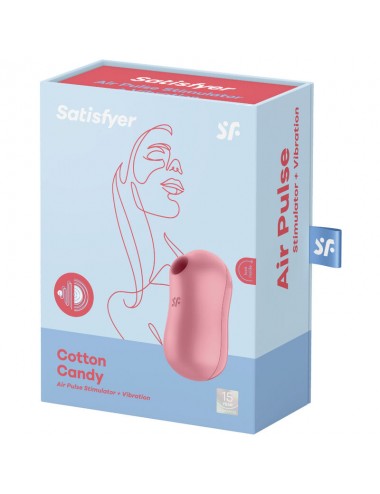SATISFYER COTTON CANDY AIR PULSE STIMULATOR & VIBRATOR - PINK