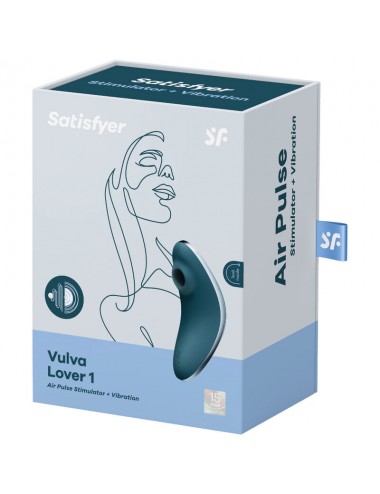 SATISFYER VULVA LOVER 1 AIR PULSE STIMULATOR & VIBRATOR - BLUE