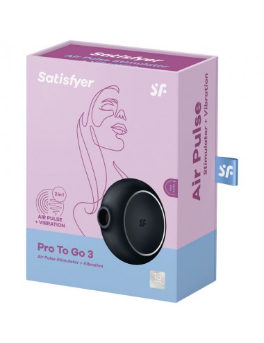 SATISFYER - PRO TO GO 3 DOUBLE AIR PULSE STIMULATOR & VIBRATOR BLACK