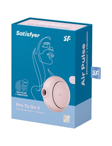 SATISFYER - PRO TO GO 3 DOUBLE AIR PULSE STIMULATOR & VIBRATOR PINK