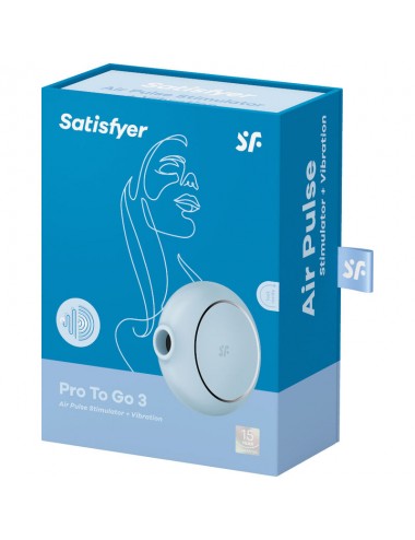 SATISFYER - PRO TO GO 3 DOUBLE AIR PULSE STIMULATOR & VIBRATOR BLUE