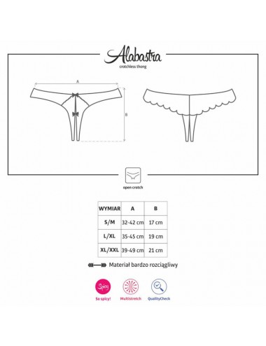 OBSESSIVE - ALABASTRA THONG CROTCHLESS WHITE S/M