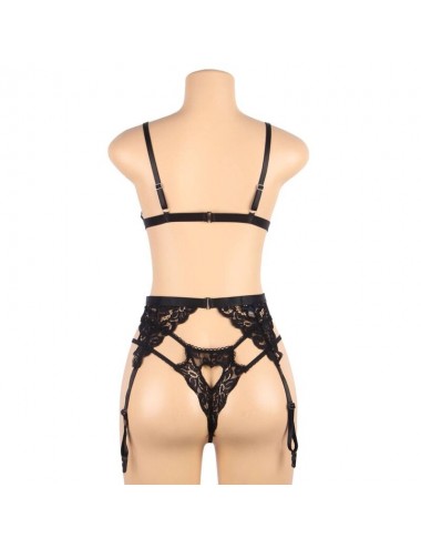 SUBBLIME - SET THREE PIECES SET BRA + GARTER BELT + THONG S/M