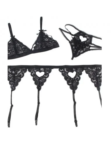 SUBBLIME - SET THREE PIECES SET BRA+ GARTER BELT + THONG L/XL