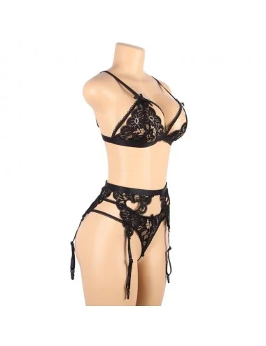 SUBBLIME - SET THREE PIECES SET BRA+ GARTER BELT + THONG L/XL