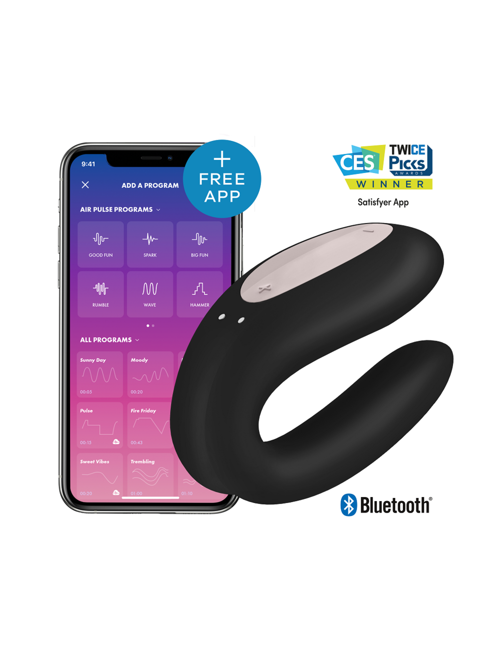 SATISFYER DOUBLE JOY CON APP BLACK