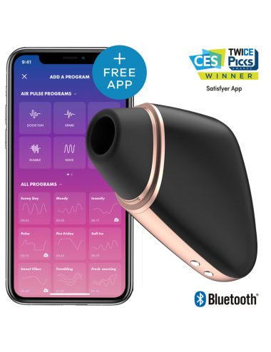 SATISFYER LOVE TRIANGLE AIR PULSE STIMULATOR & VIBRATOR - BLACK