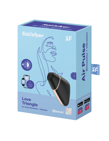 SATISFYER - LOVE TRIANGLE AIR PULSE STIMULATOR & VIBRATOR BLACK