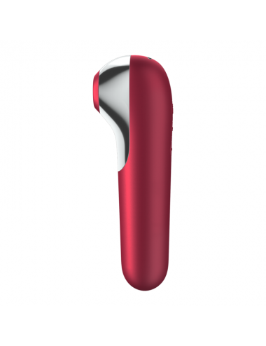 SATISFYER DUAL LOVE VIBRATOR AND SUCTIONER WITH PULSED AIR RED