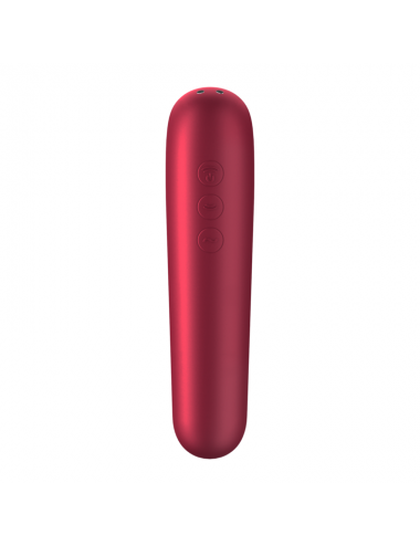 SATISFYER DUAL LOVE VIBRATOR AND SUCTIONER WITH PULSED AIR RED