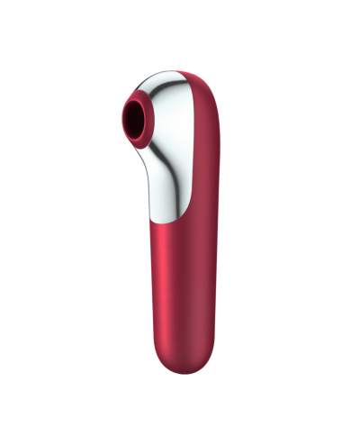 SATISFYER DUAL LOVE VIBRATOR AND SUCTIONER WITH PULSED AIR RED