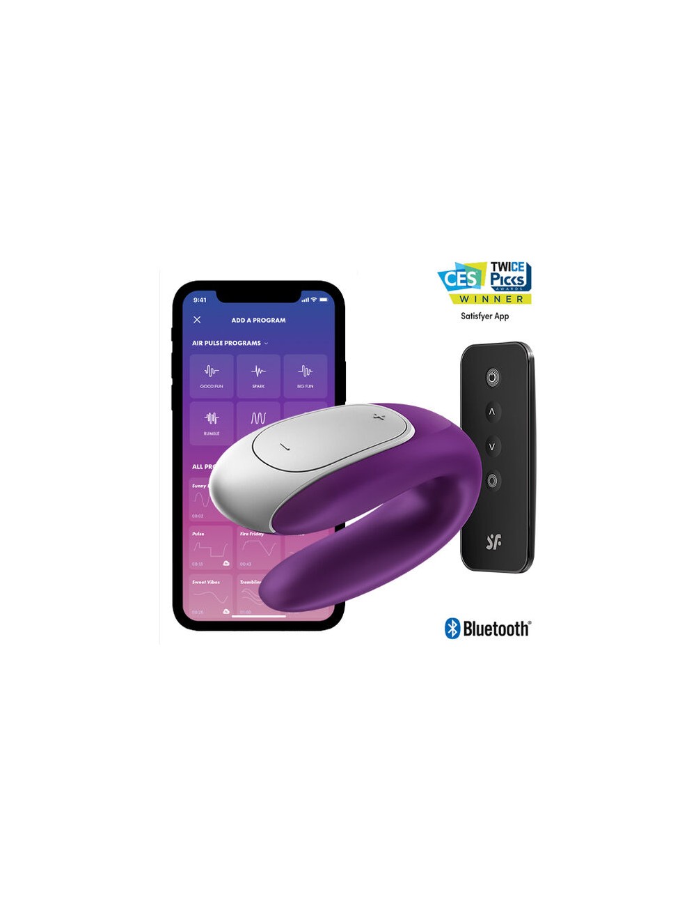 SATISFYER DOUBLE FUN PARTNER VIBRATOR - PURPLE SATISFYER DOUBLE FUN PARTNER VIBRATOR - PURPLE