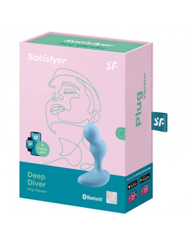 SATISFYER - DEEP DIVER VIBRATING PLUG APP BLUE
