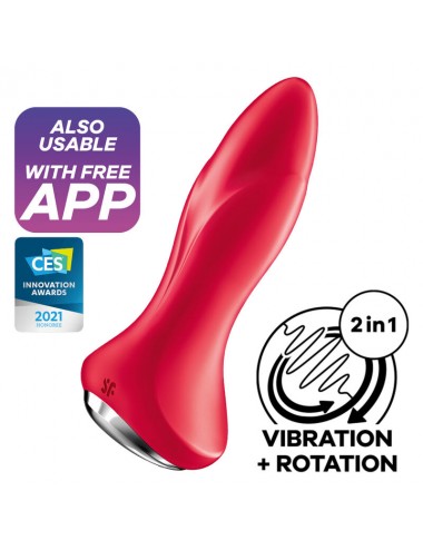 SATISFYER ROTATOR PLUG 1+ VIBRATING PLUG APP - RED