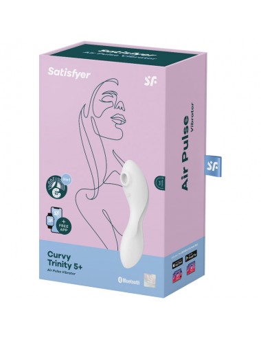 SATISFYER - CURVY TRINITY 5 AIR PULSE STIMULATOR & VIBRATOR APP WHITE