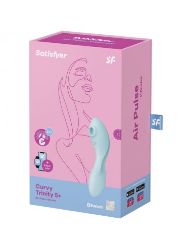SATISFYER - CURVY TRINITY 5 AIR PULSE STIMULATOR & VIBRATOR APP BLUE