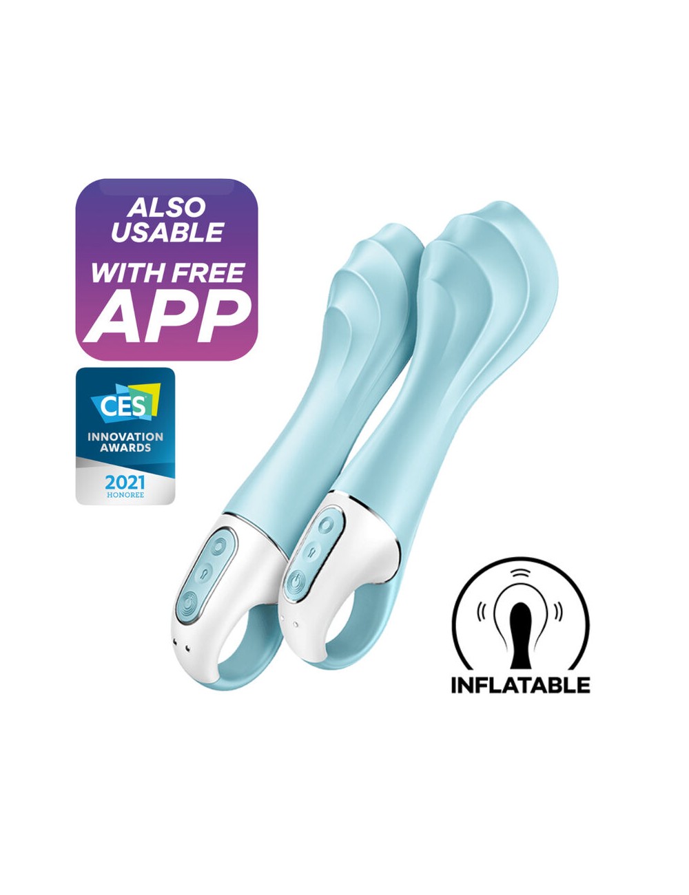 SATISFYER AIR PUMP VIBRATOR 5+ INFLATABLE G-SPOT VIBRATOR APP - BLUE