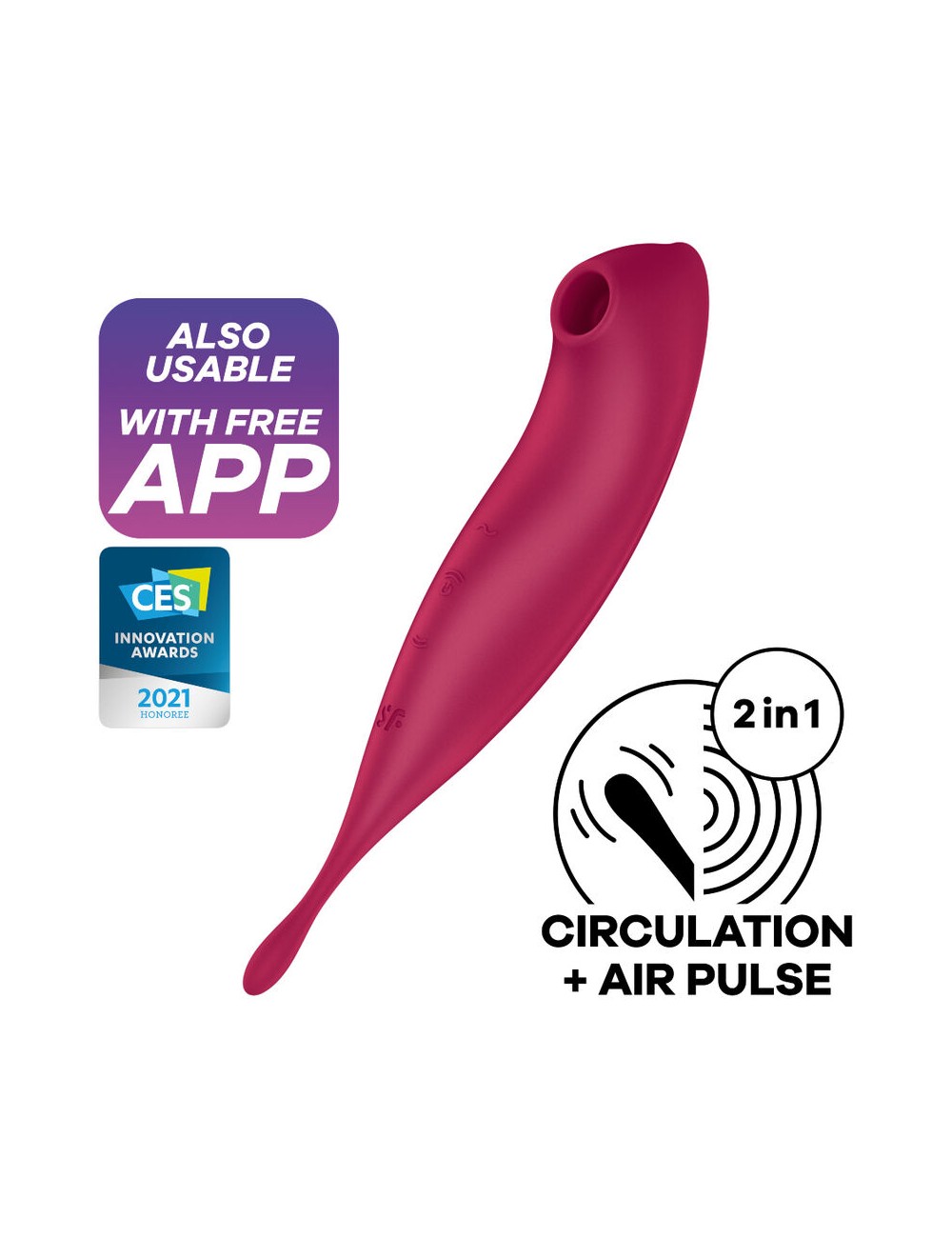 SATISFYER TWIRLING PRO+ AIR PULSE STIMULATOR & VIBRATOR APP - RED