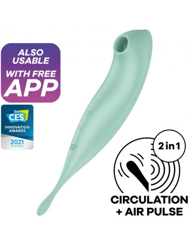 SATISFYER TWIRLING PRO+ AIR PULSE STIMULATOR & VIBRATOR APP - GREEN