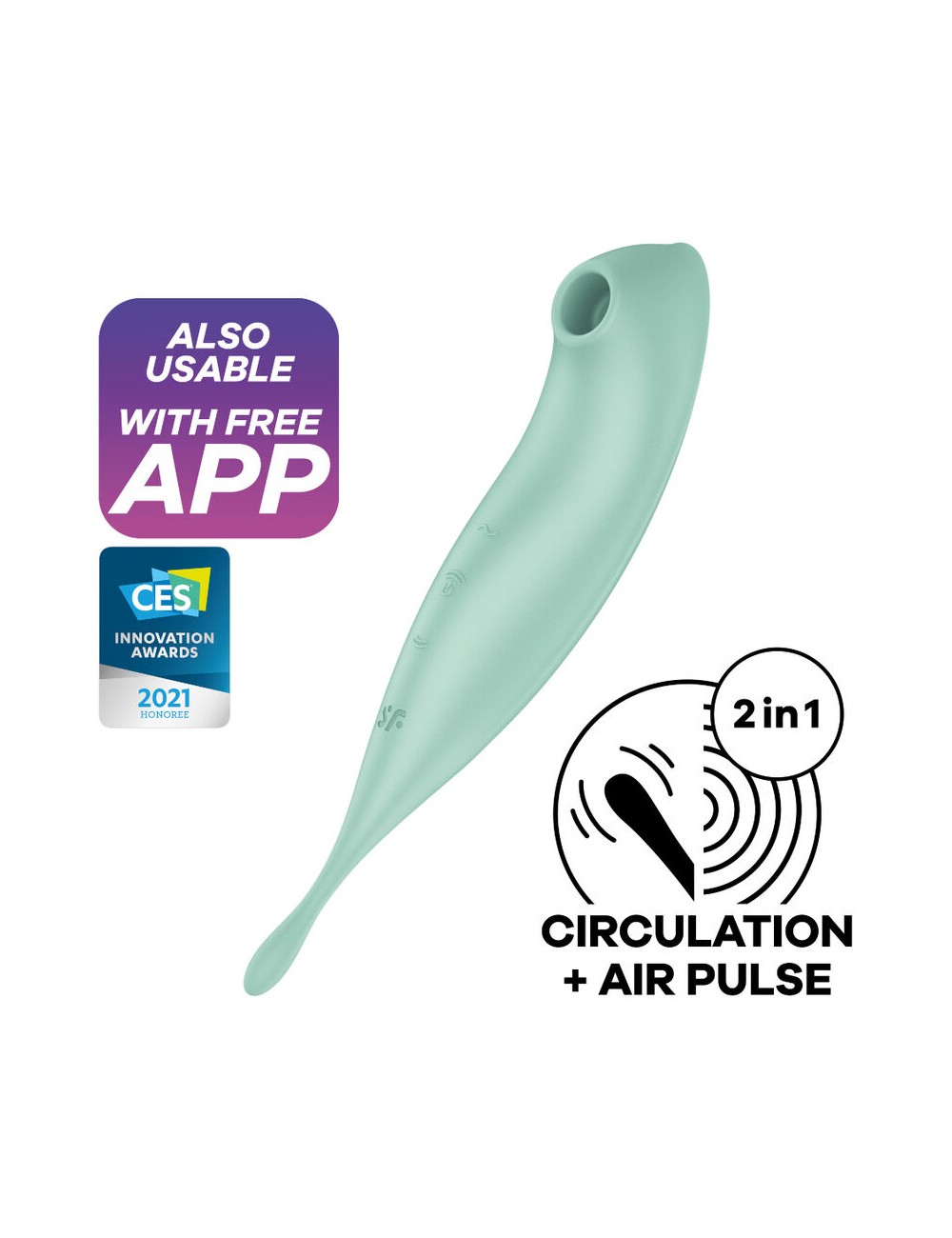 SATISFYER TWIRLING PRO+ AIR PULSE STIMULATOR & VIBRATOR APP - GREEN