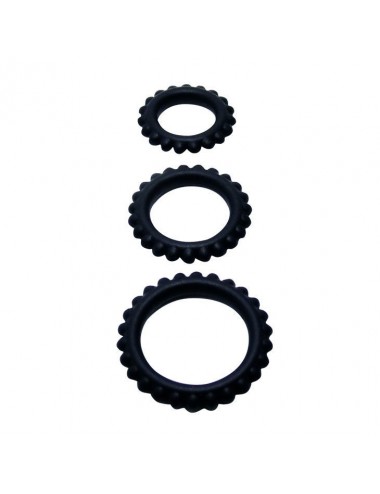 BAILE - TITAN SET 3PCS COCK RING BLACK 2.8 + 2.4 + 1.9 CM