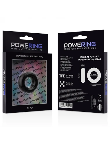 POWERING - SUPER FLEXIBLE AND RESISTANT PENIS RING 3.8CM PR04 BLACK