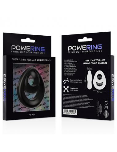 POWERING - SUPER FLEXIBLE AND RESISTANT PENIS AND TESTICLE RING PR14 BLACK