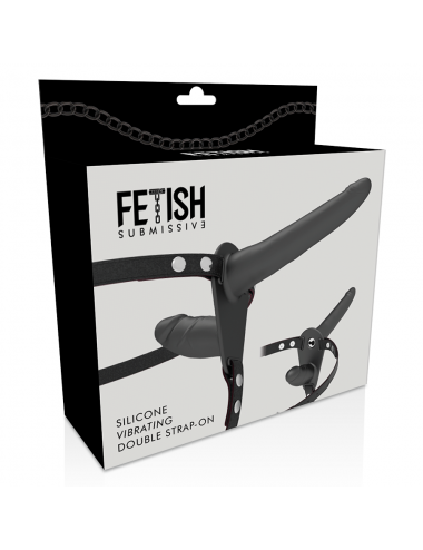 FETISH SUBMISSIVE HARNESS - DOUBLE PENETRATION BLACK VIBRATOR