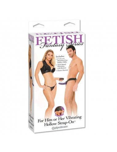 FETISH FANTASY VIBRATING HOLLOW STRAP-ON FOR HER OR HIM PURPLE.