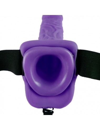 FETISH FANTASY SERIES - SERIES 7 HOLLOW STRAP-ON VIBRATING WITH BALLS 17.8CM PURPLE