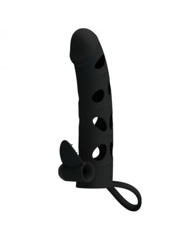 PRETTY LOVE VIBRATING SILICONE PENIS SLEEVE WITH BALL STRAPS 15.2 CM