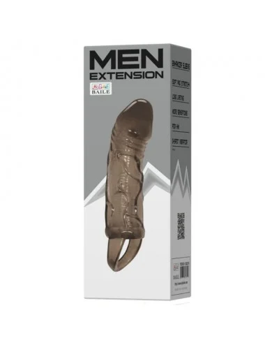 BAILE SILICONE PENIS SLEEVE WITH BALL STRAPS BLACK 13.5 CM