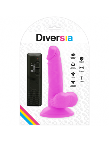 DIVERSIA - FLEXIBLE VIBRATING DILDO PURPLE 17 CM -O- 3.3 CM