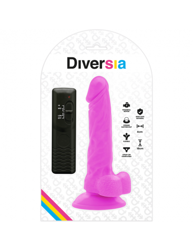 DIVERSIA - FLEXIBLE VIBRATING DILDO PURPLE 18 CM -O- 4 CM