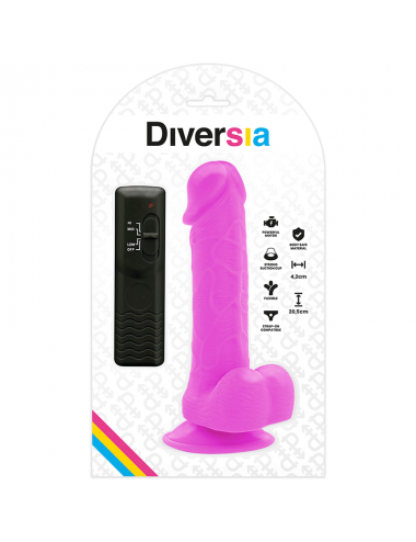 DIVERSIA - FLEXIBLE VIBRATING DILDO PURPLE 20.5 CM -O- 4.2 CM