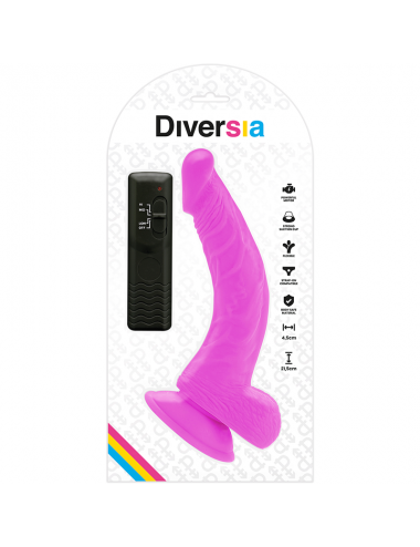 DIVERSIA - FLEXIBLE VIBRATING DILDO PURPLE 21.5 CM -O- 4.5 CM