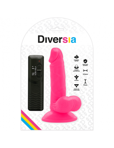 DIVERSIA - FLEXIBLE VIBRATING DILDO PINK 17 CM -O- 3.3 CM