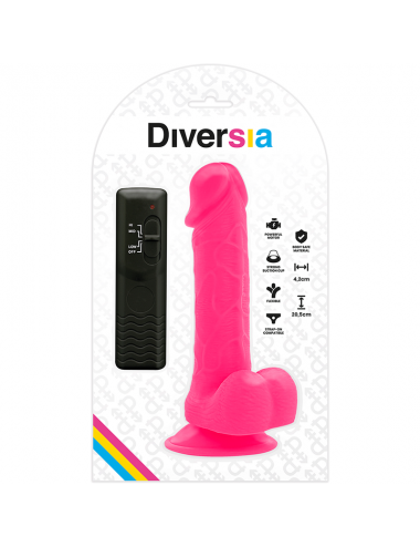 DIVERSIA - FLEXIBLE VIBRATING DILDO PINK 20.5 CM -O- 4.2 CM