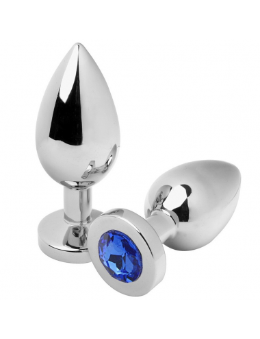 METALHARD ANAL PLUG DIAMOND BLUE MEDIUM  7.62CM