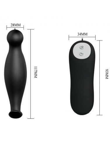 PRETTY LOVE - SILICONE ANAL PLUG 12 VIBRATION MODES BLACK