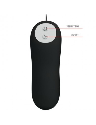 PRETTY LOVE - SILICONE ANAL PLUG 12 VIBRATION MODES BLACK