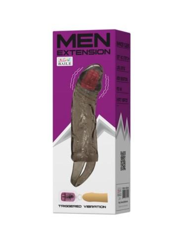 BAILE - PENIS EXTENDER SHEATH WITH VIBRATION AND STRAP FOR TESTICLES 13.5 CM