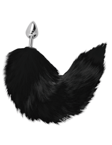 DARKNESS - SILVER ANAL PLUG 8 CM WITH BLACK TAIL