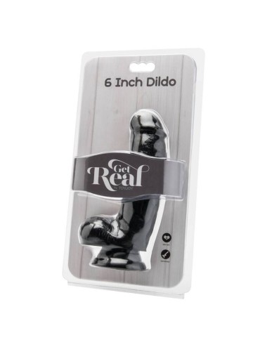 GET REAL - DILDO 12 CM WITH BALLS BLACK