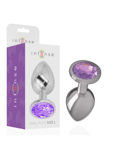 INTENSE - METAL ALUMINUM ANAL PLUG WITH VIOLET GLASS SIZE S