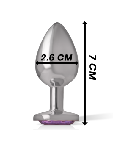 INTENSE - METAL ALUMINUM ANAL PLUG WITH VIOLET GLASS SIZE S