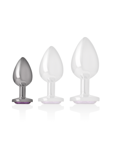 INTENSE - METAL ALUMINUM ANAL PLUG WITH VIOLET GLASS SIZE S